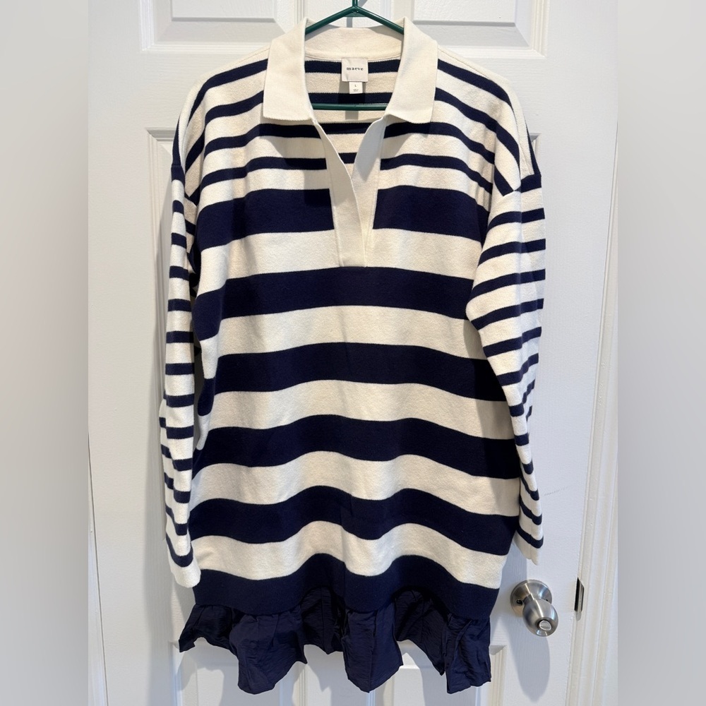 NWT Anthropologie Maeve Size Large Twofer Polo Mini Sweater Dress MSRP $188 - Picture 4 of 11